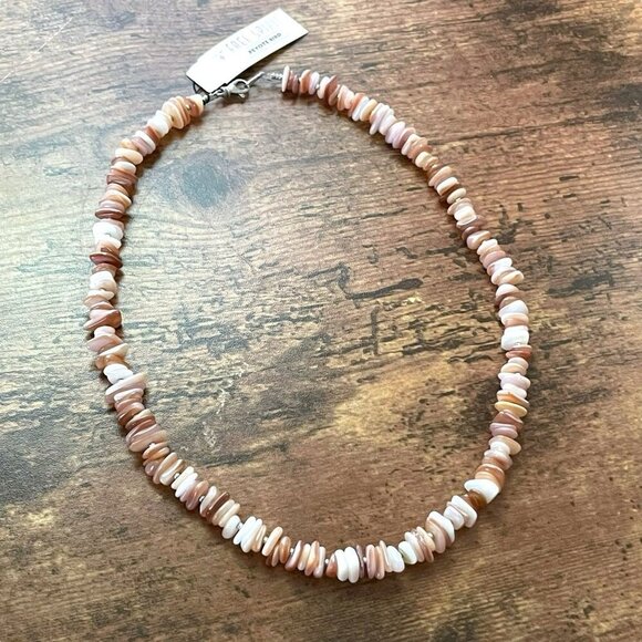 Peyote Bird Necklace Mother of Pearl Agate Gemstone Chip Beaded Sterling Silver - Picture 8 of 16